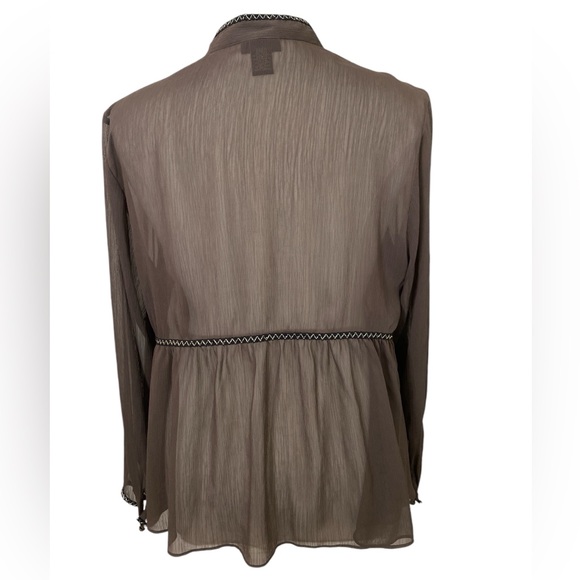 Lane Bryant brown sheer chiffon fairycore peasant top - Picture 4 of 7